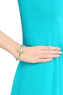 Gold Plated Dendritic Agate Stone Statement Bangle
