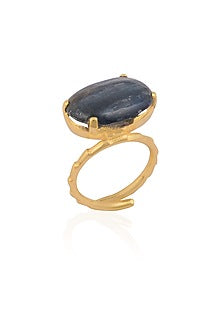 Gold Plated Kyanite Stone Statement Tilted Ring