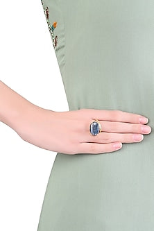Gold Plated Kyanite Stone Statement Tilted Ring