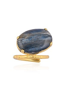 Gold Plated Kyanite Stone Statement Tilted Ring