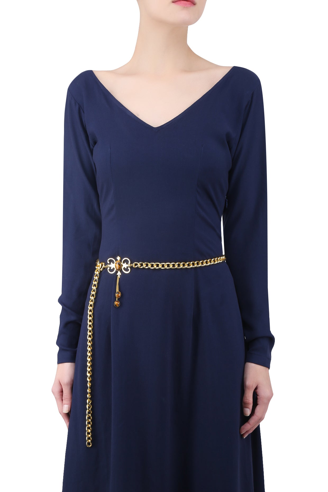 Gold Plated Tiger's Eye Stone Statement Belt/ Kamarbandh