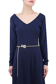 Gold Plated Cut Labrodarite Stone Statement Chain Belt/ Kamarbandh