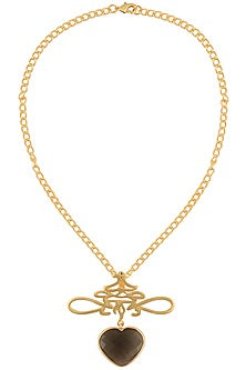 Gold Plated Smokey Quartz Stone Heart Shaped Necklace