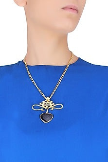 Gold Plated Smokey Quartz Stone Heart Shaped Necklace