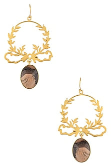 Gold Plated Jasper Stone Drop Earrings