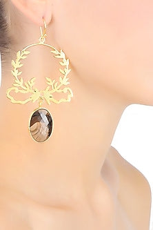 Gold Plated Jasper Stone Drop Earrings