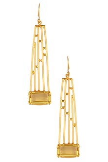 Gold Plated Citrine Stone Geometric Earrings