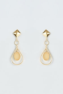 Gold Finish Yellow Synthetic Stone Dangler Earrings