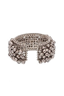 Two-Tone Finish Pink Floral Stone Cuff