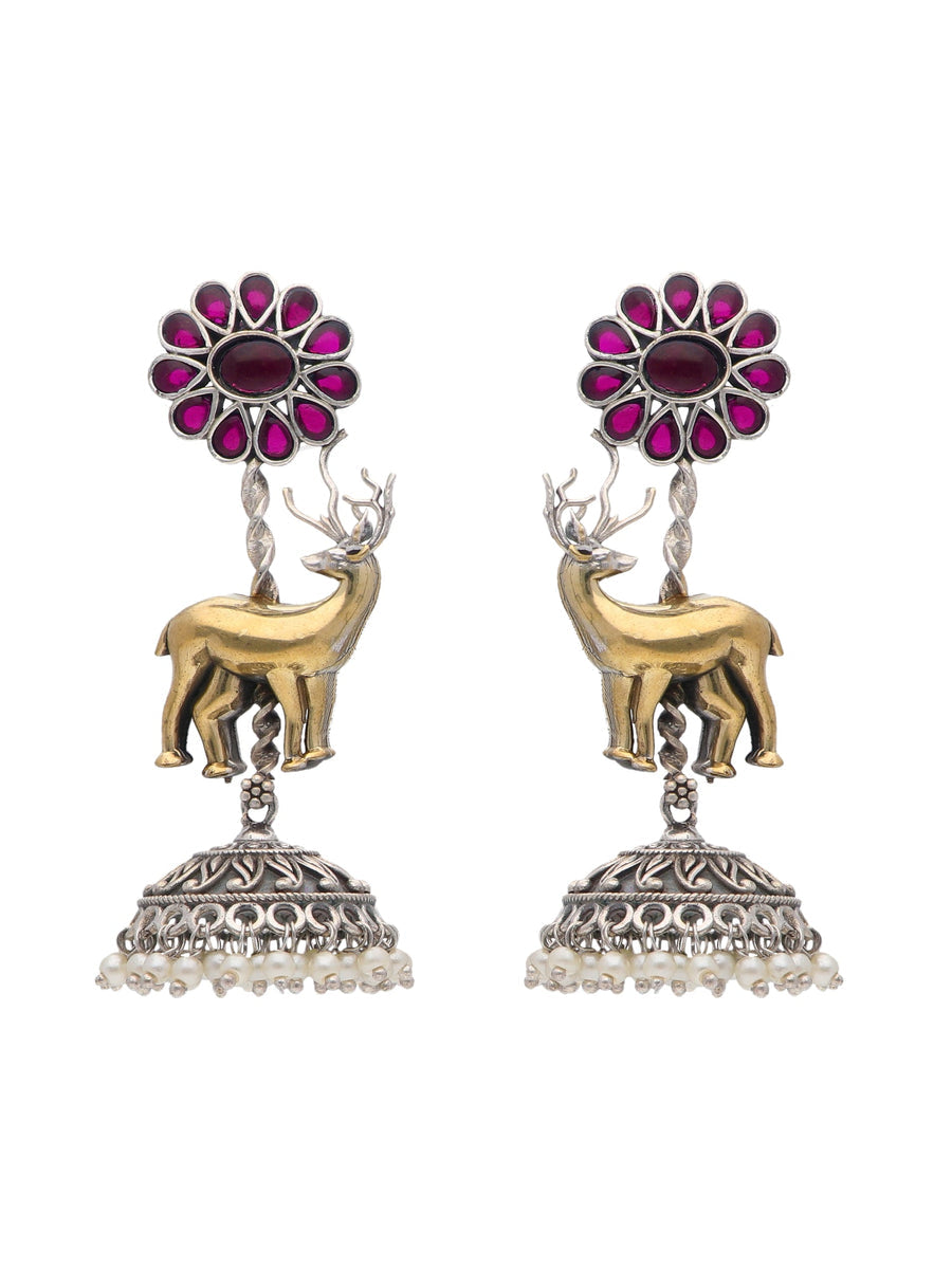 Golden Antlers Bloom Jhumki