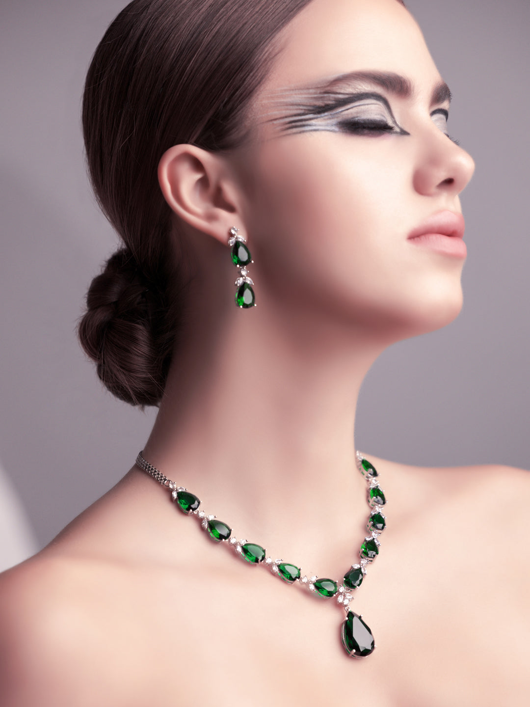 Green Emerald Elegance CZ Necklace Set