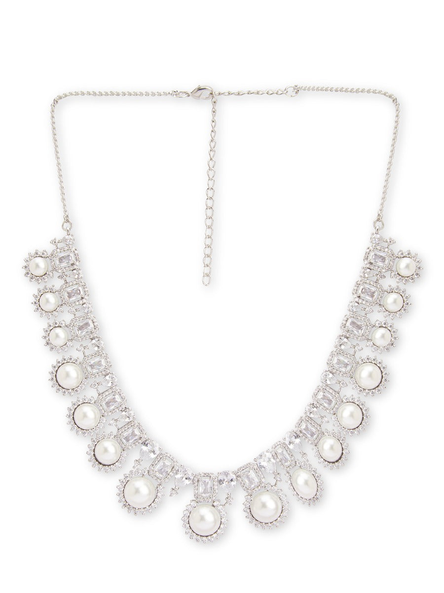 Pearl Garland CZ Necklace Set