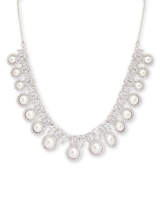 Pearl Garland CZ Necklace Set