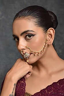 Gold Finish Kundan Polki Nath