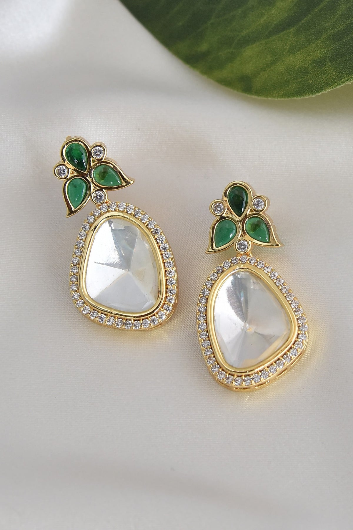 Polki Stone Embellished Earrings 