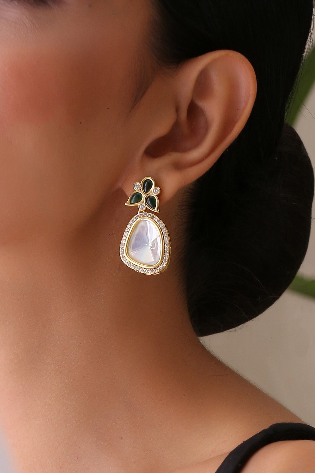 Polki Stone Embellished Earrings 