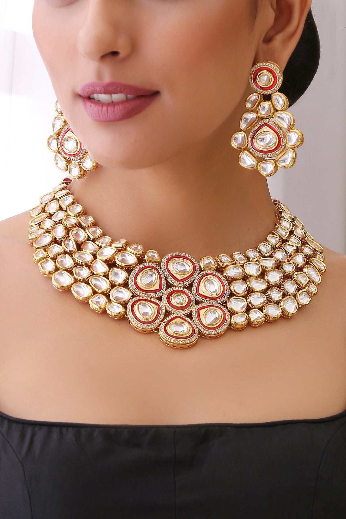 Floral Kundan Necklace Set 