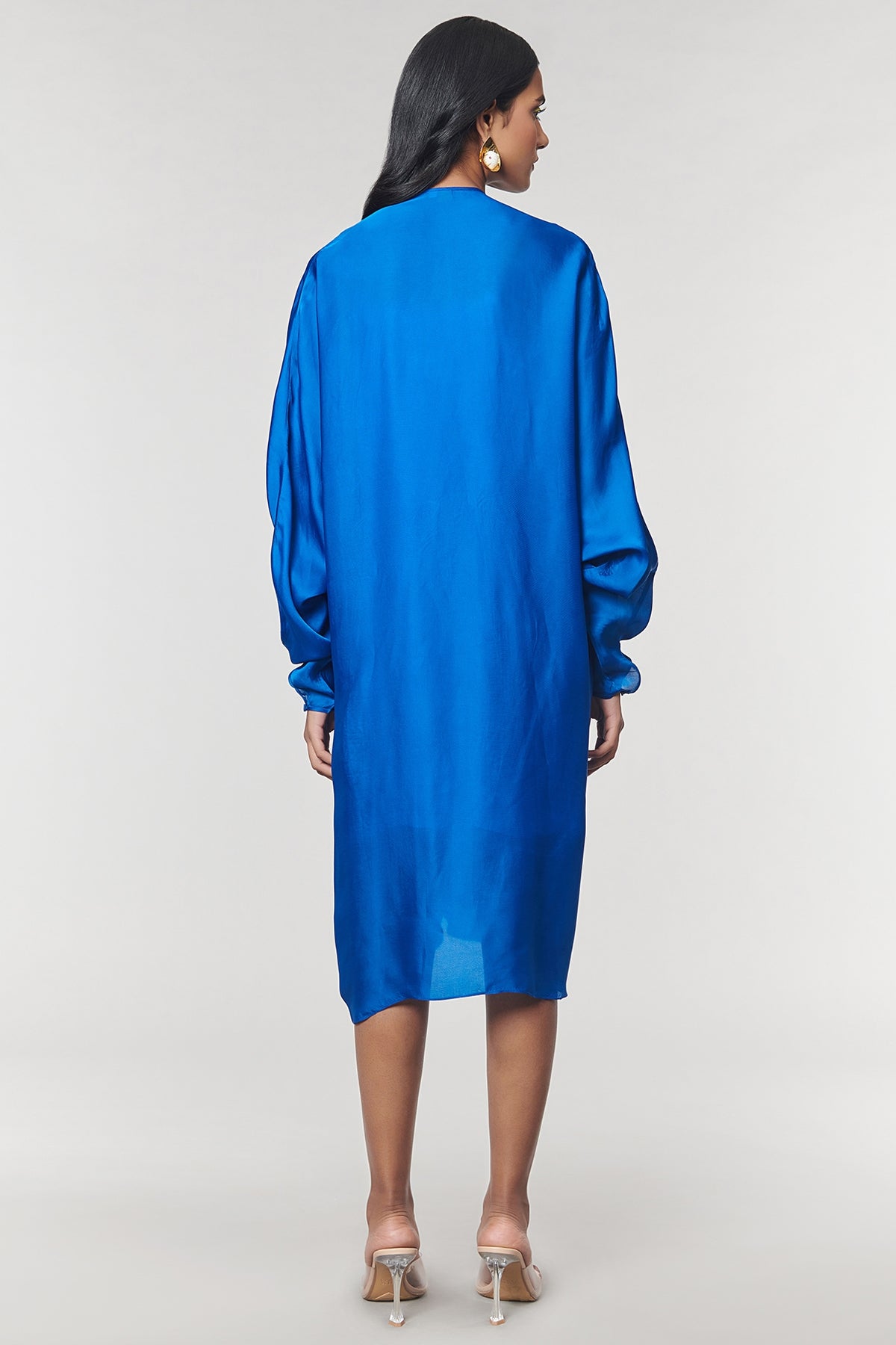 Blue Scalloped Detailed Kaftan Ring Dress