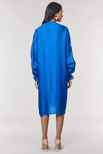 Blue Scalloped Detailed Kaftan Ring Dress
