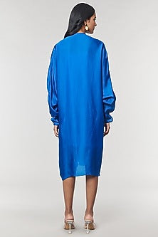 Blue Scalloped Detailed Kaftan Ring Dress