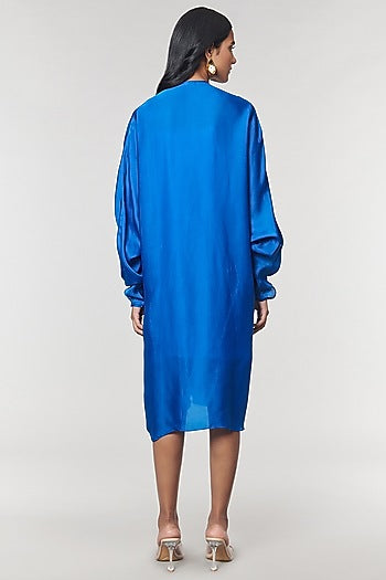 Blue Scalloped Detailed Kaftan Ring Dress