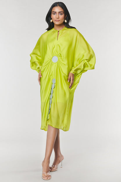Neon Ring Scalloped Detailed Kaftan Ring Dress