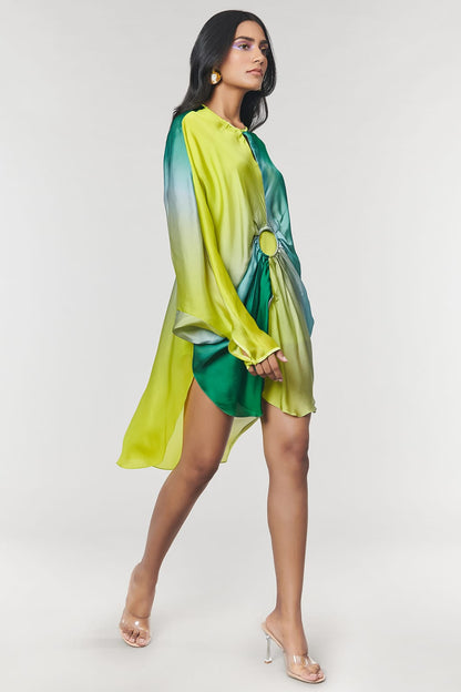Green Ombre Printed Ring Dress