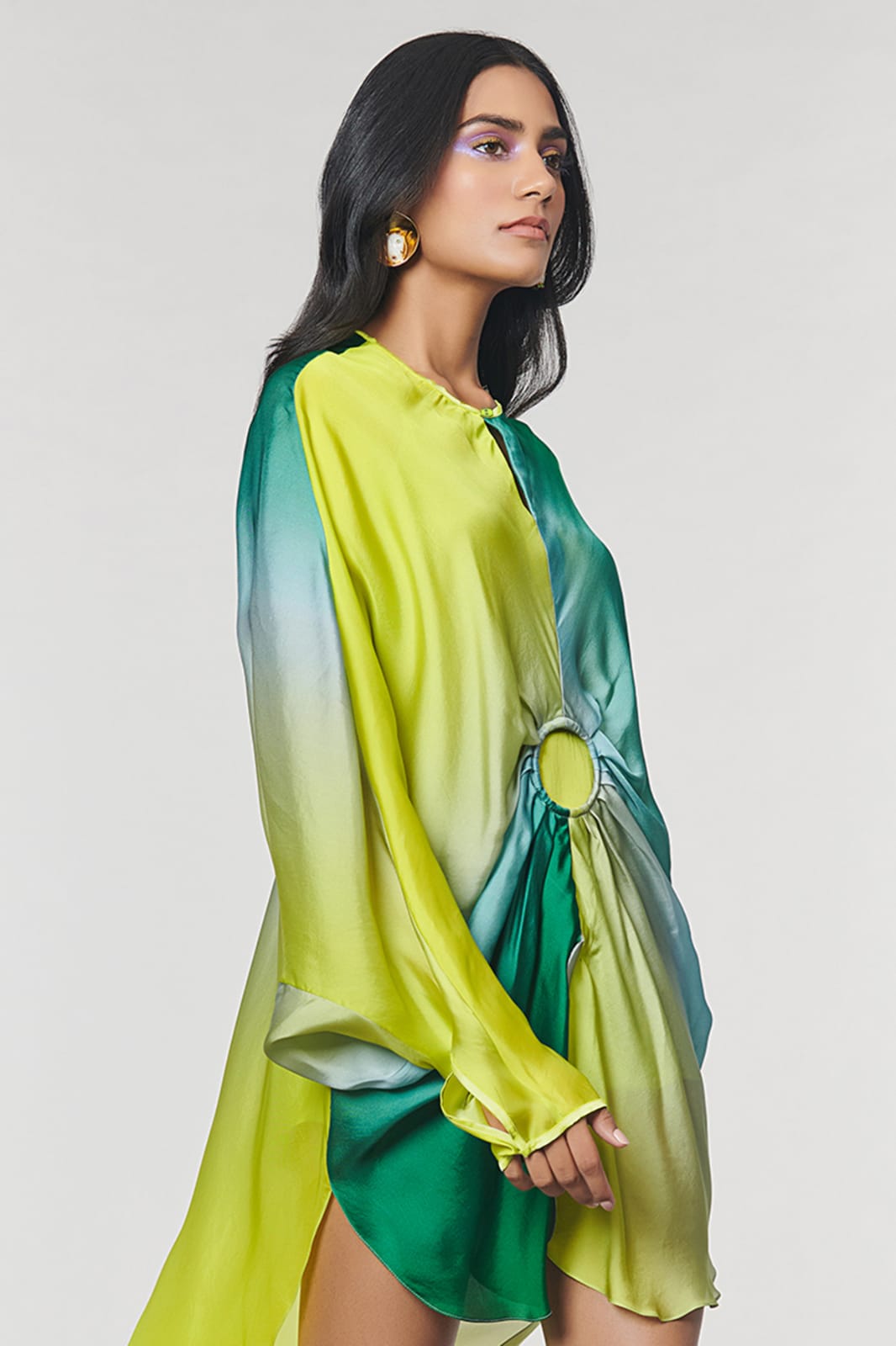 Green Ombre Printed Ring Dress