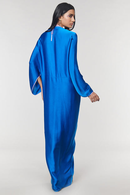Blue Scalloped Detailed Ring Gown