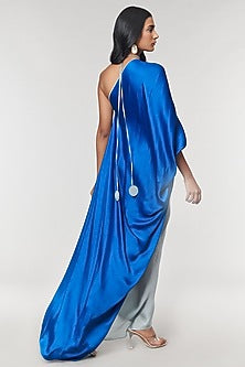 Blue & Grey One Shoulder Ring Gown