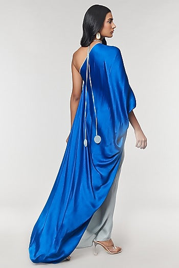 Blue & Grey One Shoulder Ring Gown