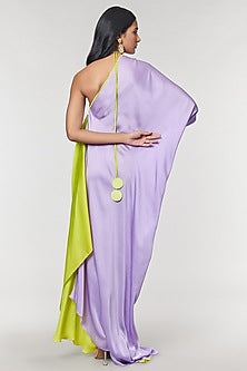 Lilac & Neon One Shoulder Ring Gown