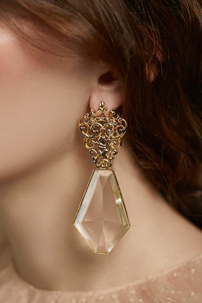 Gold Stone Drop Earrings 