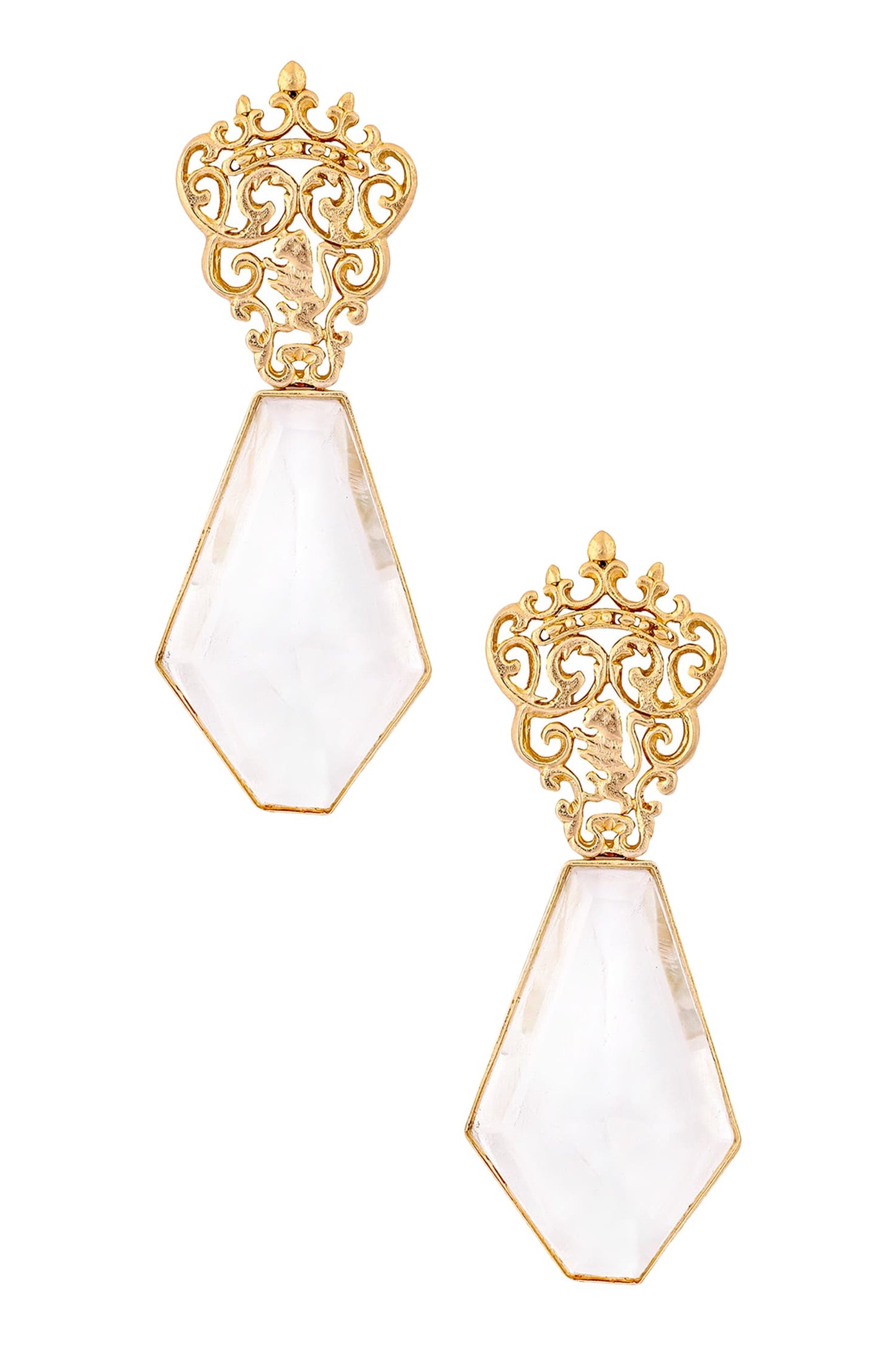 Gold Stone Drop Earrings 