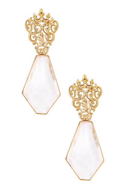 Gold Stone Drop Earrings 
