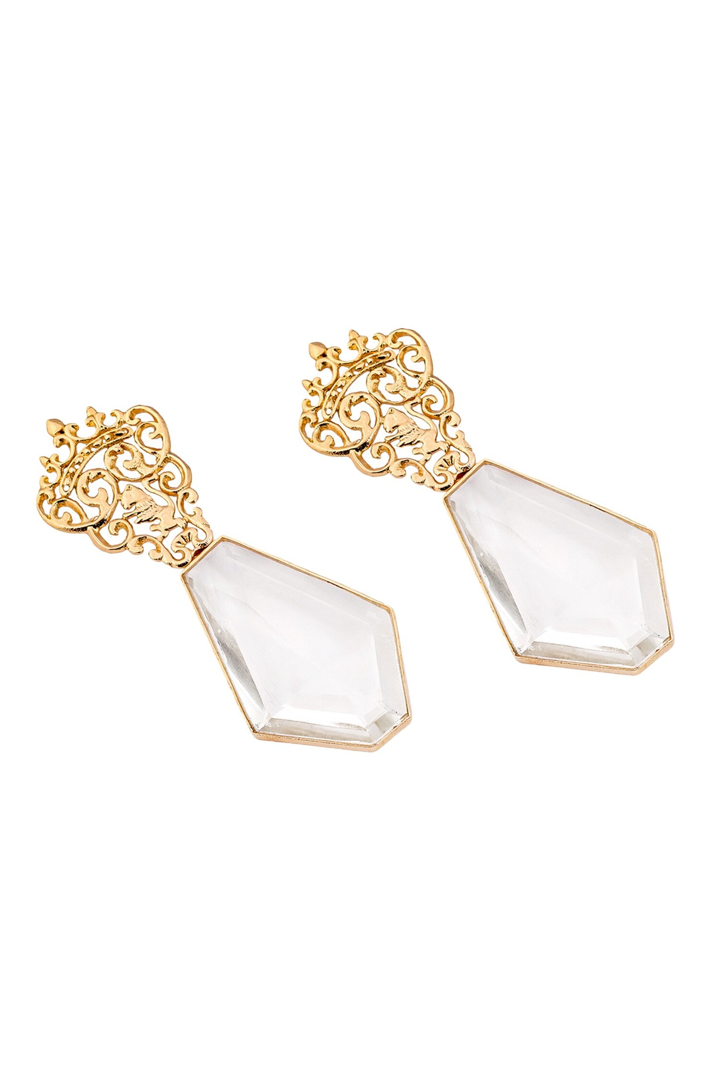 Gold Stone Drop Earrings 