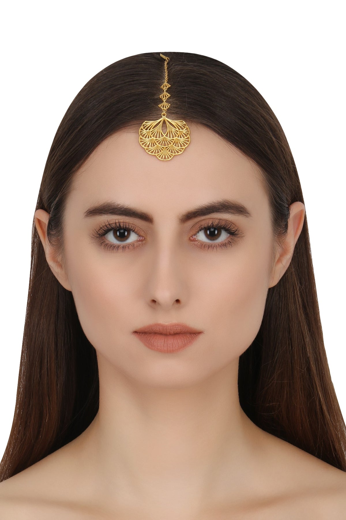 Gold Plated Multi-Layer Petal Maang Tikka