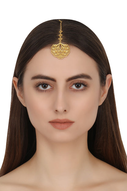 Gold Plated Multi-Layer Petal Maang Tikka