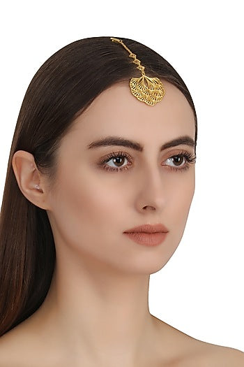 Gold Plated Multi-Layer Petal Maang Tikka