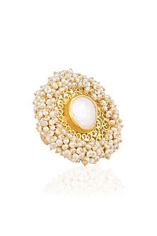 Gold plated baroque pearl ring