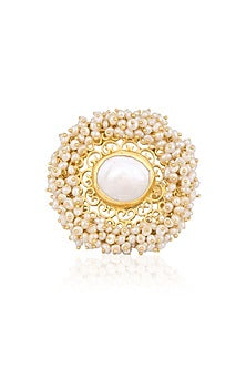 Gold plated baroque pearl ring