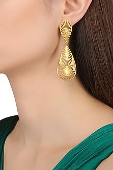 Gold Plated Two Drop Petal Earrings