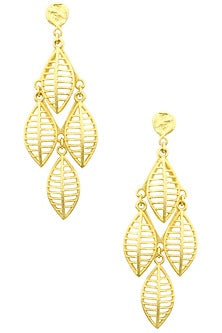 Gold Plated Leaf Drop Earrings