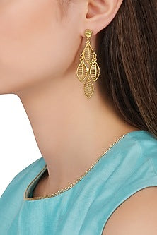 Gold Plated Leaf Drop Earrings