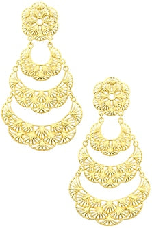 Gold Plated Crescent Layered Earrings