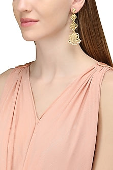 Gold Plated Long Pearl Bead Earrings