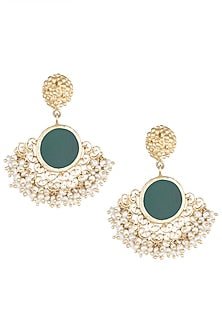 Gold Plated Green Chalcedony Earrings