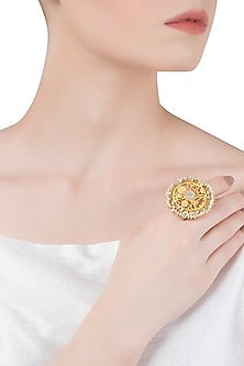 Gold Plated Mother Of Pearl Ring