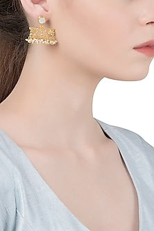Gold Plated Mother Of Pearl and Beads Earrings