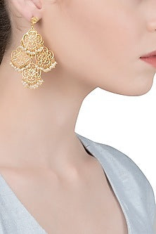 Gold Plated Silver and Pearl Beads Earrings